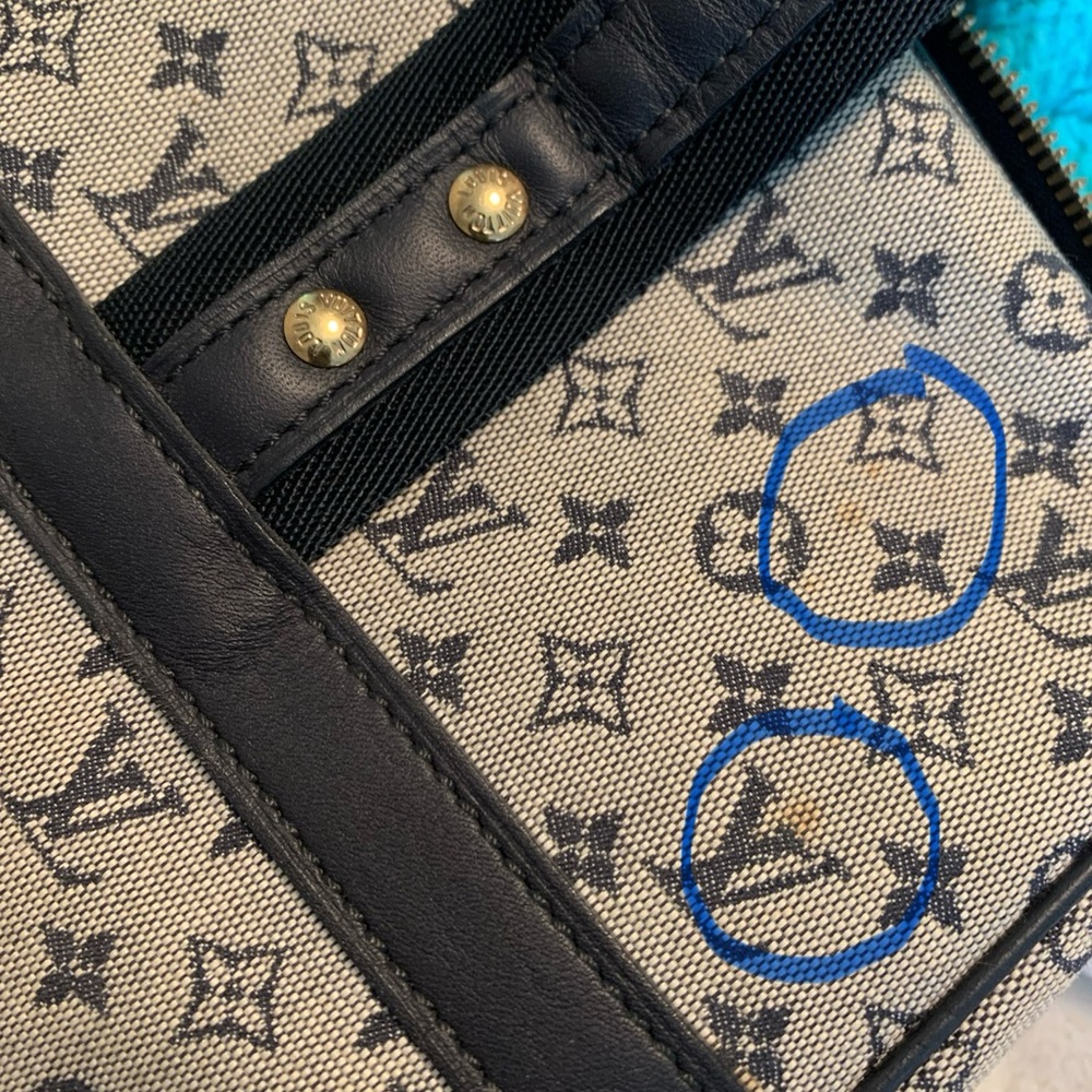 Authentic Louis Vuitton Josephine Navy and Cream Monogram Tote/Handbag - Picture 9 of 16